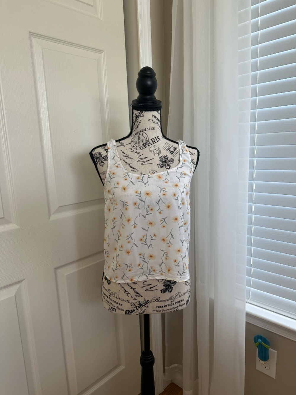 Forever 21 White Tank Top with Yellow Flowers